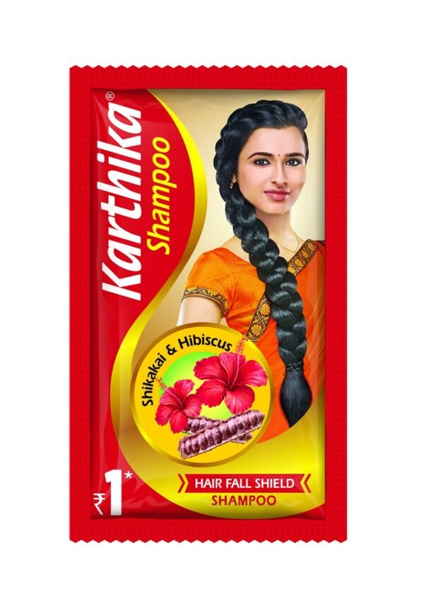 Karthika Hairfall shield shampoo with hibiscus and Shikakai 6ML each (PACK OF 20)-கார்திகா சாம்பூ - Image 1